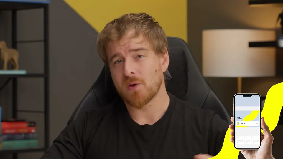 Linus Tech Tips for Saily, a still from the sponsored video on travel esim
