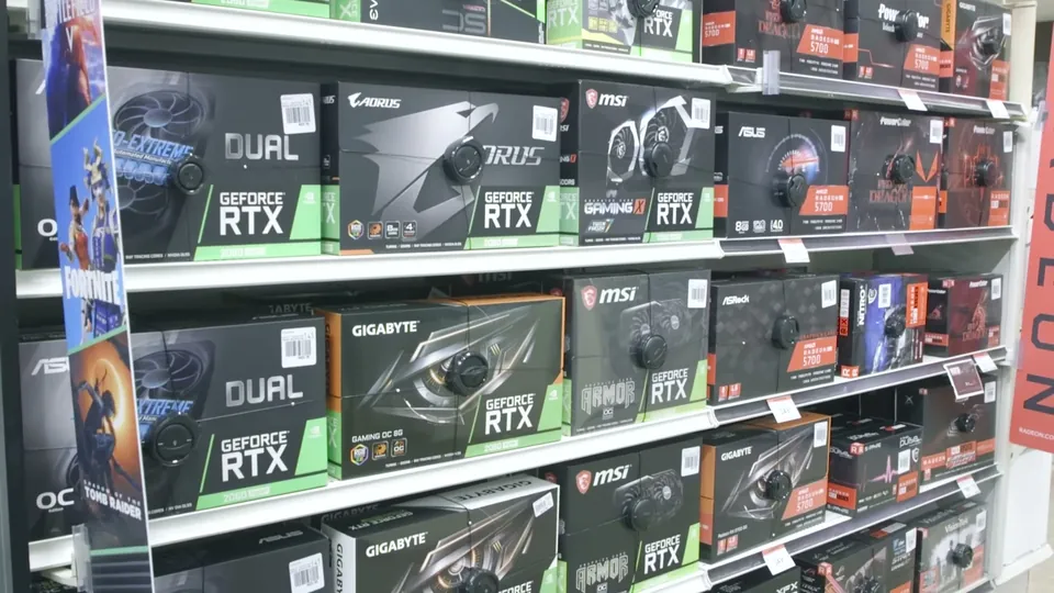 Tom Stanton for Micro Center, a still from the sponsored video on pc parts store