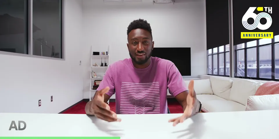 Marques Brownlee's Best Buy read, with the AD tag on screen, August 2026